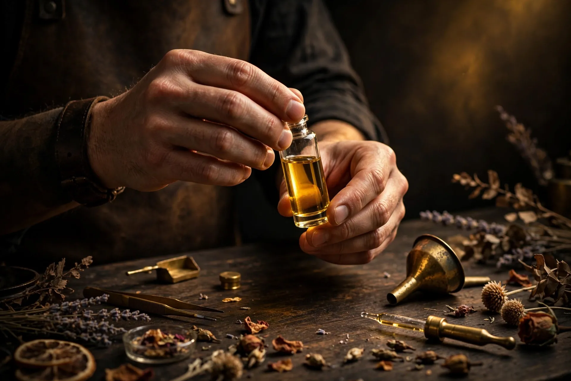 Aureon perfumer atelier — crafting perfume oils by hand