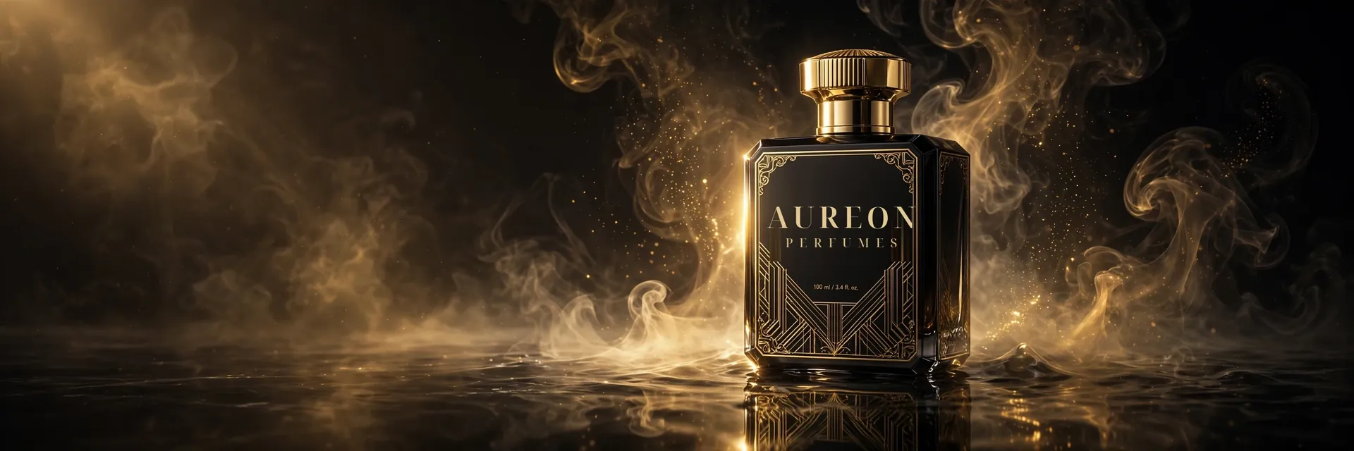 Luxury perfume bottle in golden light